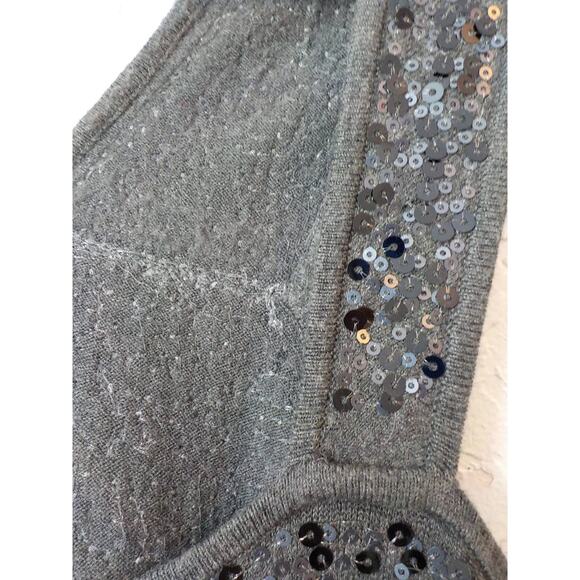 Ann Taylor Gray Knit Full Sequin Dress Small Petite Racetrack Sexy Prom Party - Picture 6 of 13